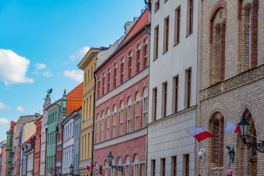 Torun 'un merkezindeki eski evler, Poland.IMAGE