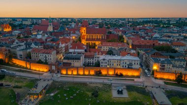 Poland.IMAGE 'de Torun' un günbatımı manzarası.