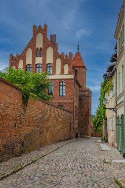 Torun 'un merkezindeki eski evler, Poland.IMAGE