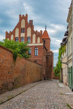 Torun 'un merkezindeki eski evler, Poland.IMAGE
