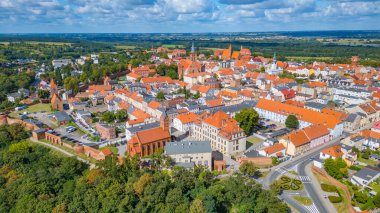 Poland.IMAGE 'deki Chelmno kasabasının panorama manzarası