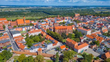 Poland.IMAGE 'deki Chelmno kasabasının panorama manzarası