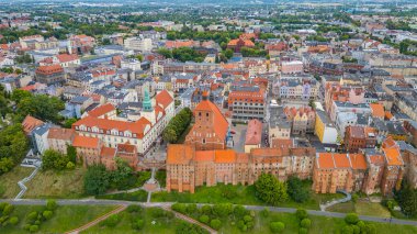 Poland.IMAGE 'deki Grudziadz kasabasının panorama manzarası
