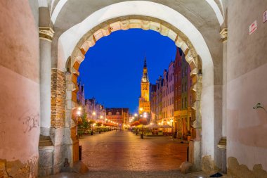 Gdansk, Poland.IMAGE 'deki Dlugi Targ Meydanı' nın gün doğumu görüntüsü