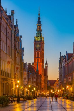 Gdansk, Poland.IMAGE 'deki Dlugi Targ Meydanı' nın gün doğumu görüntüsü