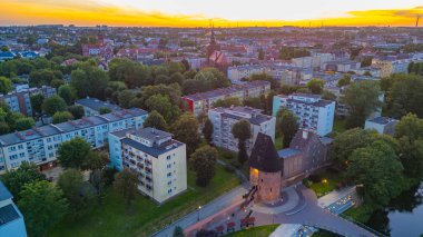 Eski Slupsk, Poland.IMAGE 'in günbatımı manzarası