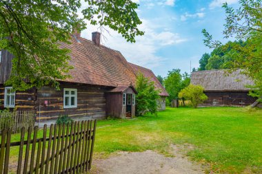 Zielona Gora, Poland.IMAGE 'deki Etnoğrafya Müzesindeki tarihi evler