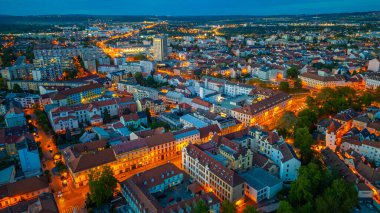 Çek Cumhuriyeti Ceske Budejovice üzerinde gün batımı. IMAGE