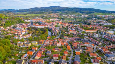 Çek Cumhuriyeti 'nde Cesky Krumlov' un Panorama görünümü.