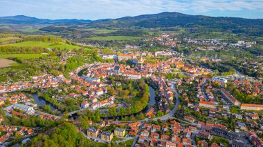Çek Cumhuriyeti 'nde Cesky Krumlov' un Panorama görünümü.