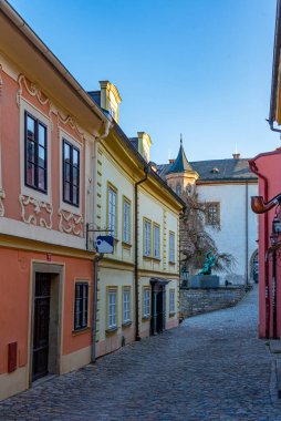 Çek Cumhuriyeti 'nin eski Kutna Hora kasabasındaki renkli cadde.