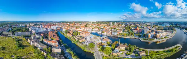 Dönme dolabın arkasındaki Gdansk Panoraması, Poland.IMAGE