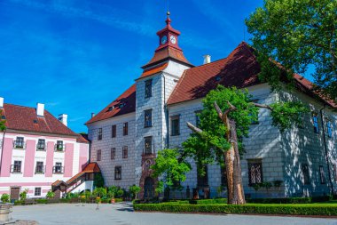 Çek Cumhuriyeti Trebon Şatosu 'nda güneşli bir gün.