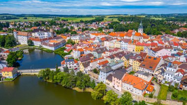 Jindrichuv Hradec 'in Çek Cumhuriyeti' ndeki Panorama görüşü.