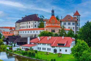 Çek kenti Jindrichuv Hradec.IMAGE 'deki Panorama manzarası