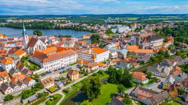 Jindrichuv Hradec 'in Çek Cumhuriyeti' ndeki Panorama görüşü.