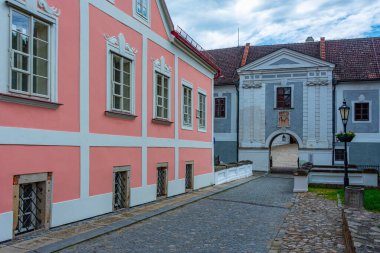 Çek kenti Jindrichuv 'daki renkli cadde. Hradec.IMAGE