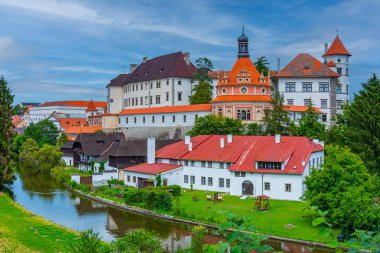 Çek kenti Jindrichuv Hradec.IMAGE 'deki Panorama manzarası
