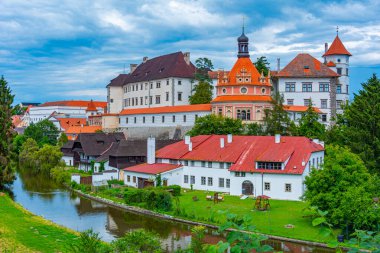 Çek kenti Jindrichuv Hradec.IMAGE 'deki Panorama manzarası