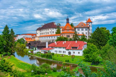 Çek kenti Jindrichuv Hradec.IMAGE 'deki Panorama manzarası