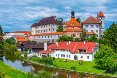 Çek kenti Jindrichuv Hradec.IMAGE 'deki Panorama manzarası