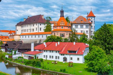 Çek kenti Jindrichuv Hradec.IMAGE 'deki Panorama manzarası