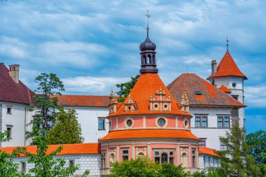 Çek kenti Jindrichuv Hradec.IMAGE 'deki Panorama manzarası