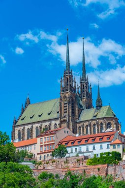 Aziz Peter ve Paul Katedrali ve Çek Cumhuriyeti, Brno 'nun ufuk çizgisi.