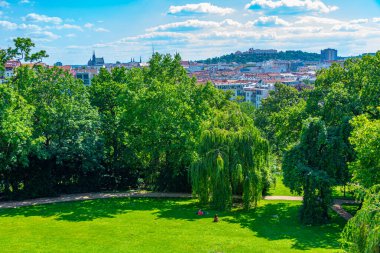Çek Cumhuriyeti 'nin Brno kentindeki vila tugendhat' tan izlenen Spilberk kalesi.