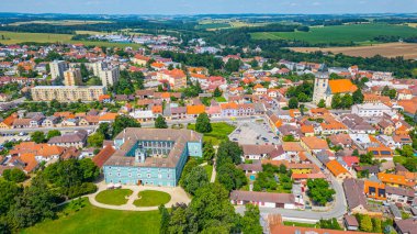 Çek şehri Dacice 'nin panorama manzarası. Görüntü