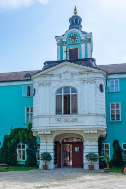 Dacice kalesi güneşli bir günde izlendi, Çek Cumhuriyeti. Görüntü