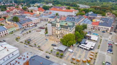 Poland.IMAGE 'deki eski Nowy Sacz kasabasının panorama manzarası