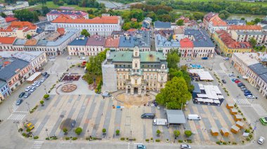 Poland.IMAGE 'deki eski Nowy Sacz kasabasının panorama manzarası
