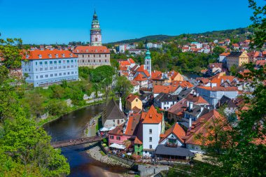 Çek Cumhuriyeti 'nde Cesky Krumlov' un Panorama görünümü.