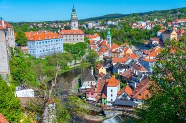 Çek Cumhuriyeti 'nde Cesky Krumlov' un Panorama görünümü.