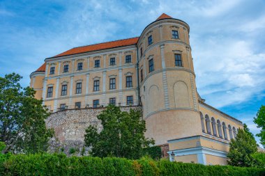 Mikulov kalesi Çek Cumhuriyeti 'nde bir yaz günü gösterildi.