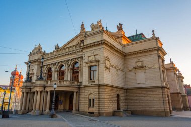 Sunrise at J.K. Tyl Theatre in Pilsen, Czech republic.IMAGE