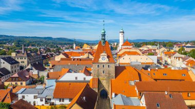 Çek Cumhuriyeti, Domazlice 'deki Barış Meydanı Panorama Manzarası.