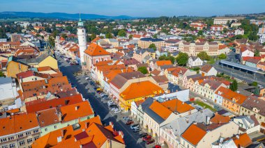 Çek Cumhuriyeti, Domazlice 'deki Barış Meydanı Panorama Manzarası.