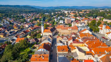 Çek Cumhuriyeti, Domazlice 'deki Barış Meydanı Panorama Manzarası.