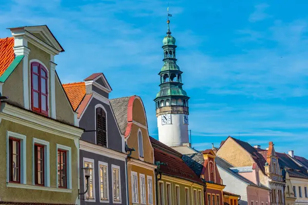 Çek Cumhuriyeti, Domazlice Barış Meydanı 'ndaki renkli evler.