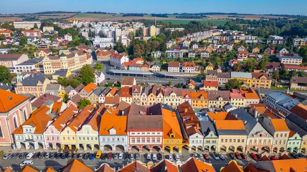 Çek Cumhuriyeti, Domazlice 'deki Barış Meydanı Panorama Manzarası.
