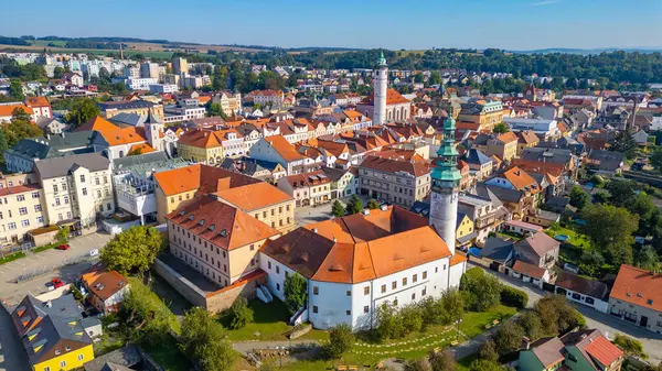 Domazlice, Çek Cumhuriyeti 'nin hava görüntüsü. Görüntü