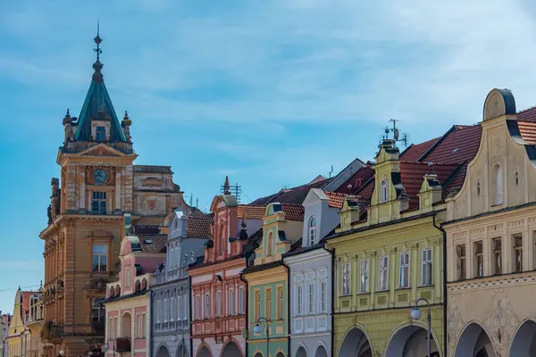 Çek Cumhuriyeti, Domazlice Barış Meydanı 'ndaki renkli evler.