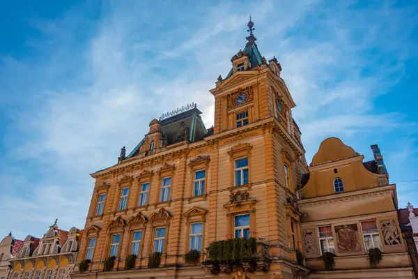 Çek Cumhuriyeti, Domazlice Barış Meydanı 'ndaki renkli evler.