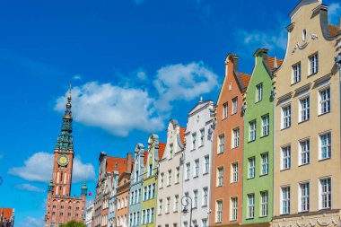 Gdansk, Poland.IMAGE 'deki Dlugi Targ Meydanı' nda yaz günü.