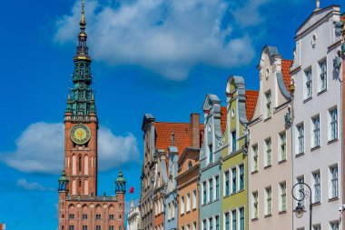 Gdansk, Poland.IMAGE 'deki Dlugi Targ Meydanı' nda yaz günü.