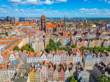 Gdansk, Poland.IMAGE şehir merkezinin hava görüntüsü