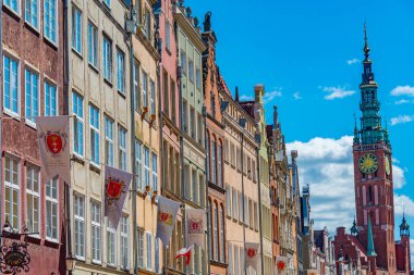 Gdansk, Poland.IMAGE 'deki Dlugi Targ Meydanı' nda yaz günü.