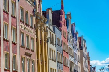 Gdansk, Poland.IMAGE 'deki Dlugi Targ Meydanı' nda renkli evler